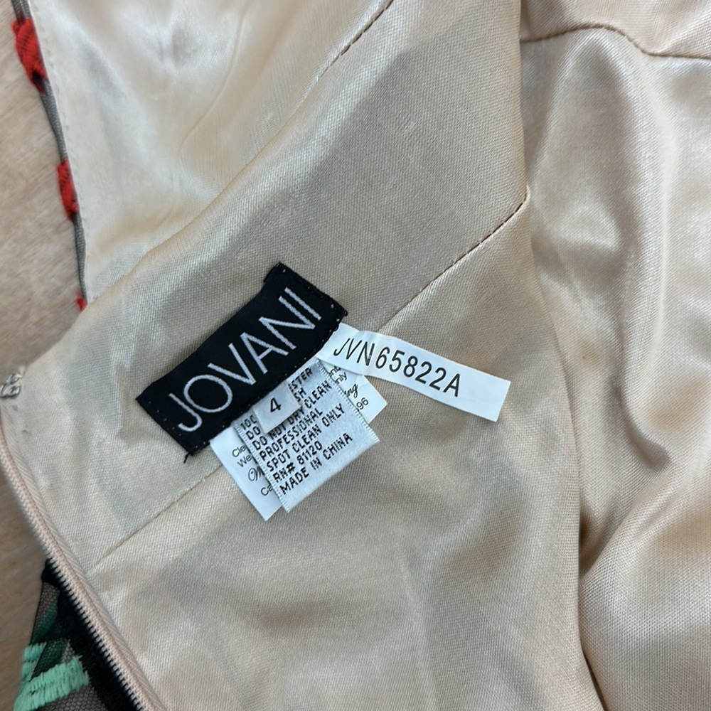 Jovani‎ Rare find embroidered mesh over nude satin size 4 - Picture 14 of 16